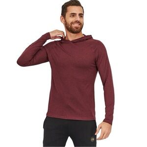 01.ALGO Men’s Performance Pullover Lightweight Hoodie, Maroon - LARGE